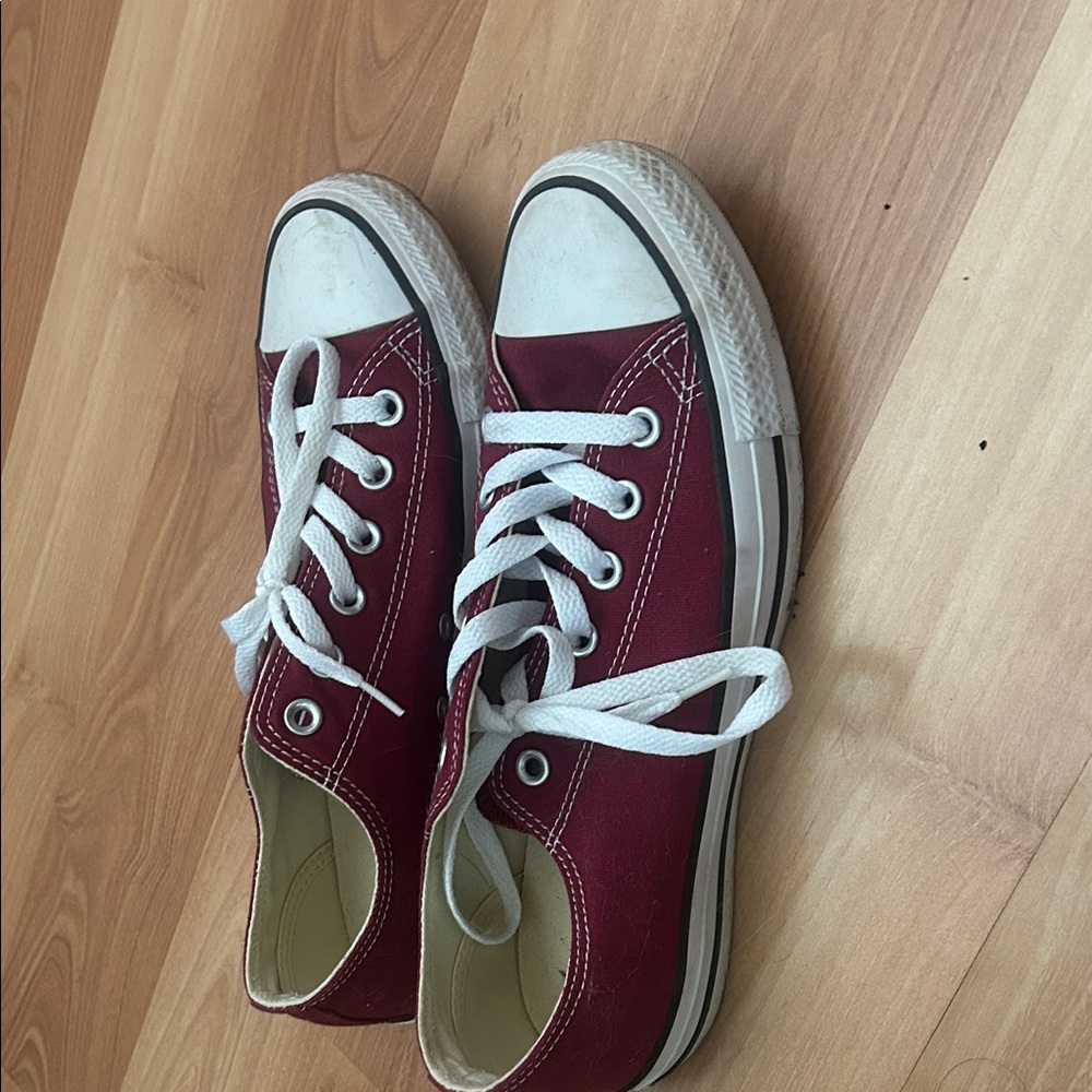 Converse Red Canvas Sneakers with White Accents